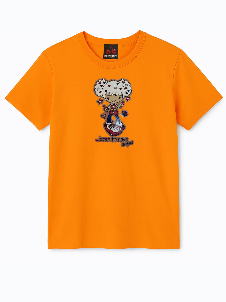 NewBreed®: Yr. 2000 Born To Rave Glitter Girlie~Y2K Snug Fit T Shirt
