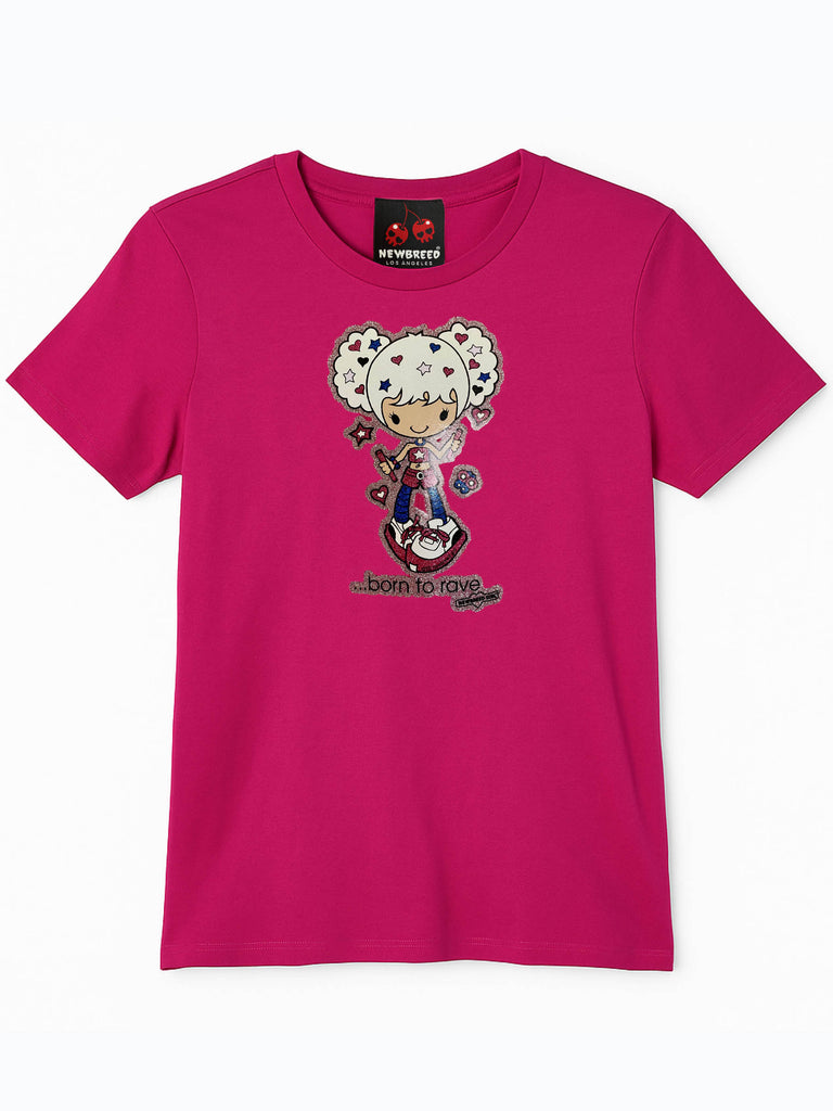 NewBreed®: Yr. 2000 Glitter Girlie BORN TO RAVE T Shirt- Regular Fit