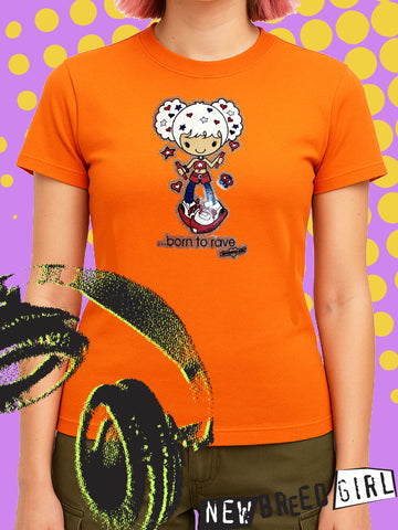 NewBreed®: Yr. 2000 Born To Rave Glitter Girlie~Y2K Snug Fit T Shirt