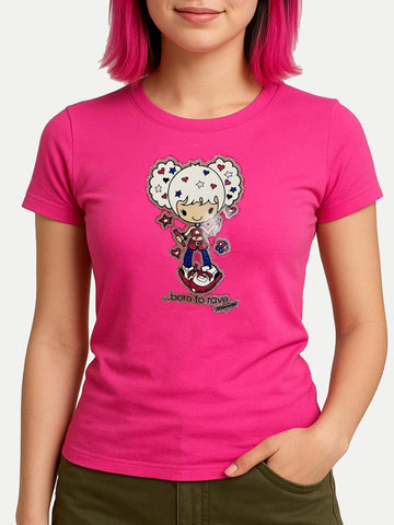 NewBreed®: Yr. 2000 Glitter Girlie BORN TO RAVE T Shirt- Regular Fit