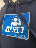 NewBreed®: 1998 Glitter Bathroom DJ Navy Hoodie: Petite Fit