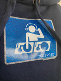 NewBreed®: 1998 Glitter Bathroom DJ Navy Hoodie: Petite Fit