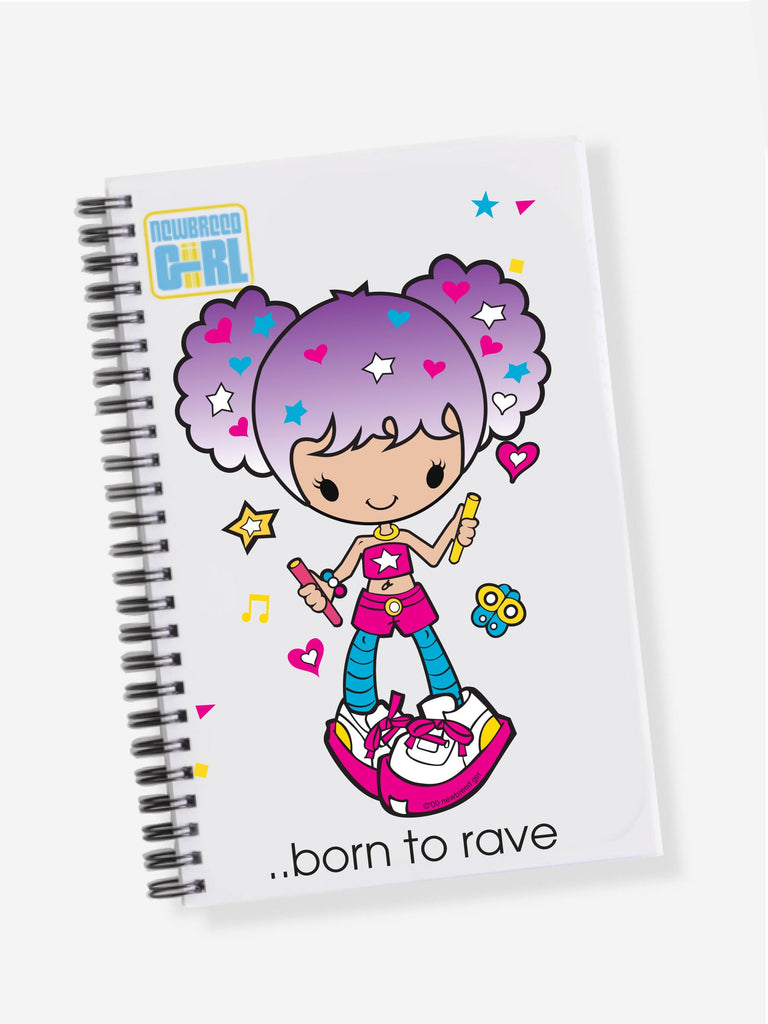1990's NewBreed® Girliez BORN TO RAVE Blank Notebook