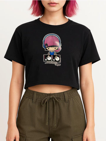 NewBreed® Y2K Glitter BORN TO DJ T-Shirt - Vintage Heavyweight Crop Fit- Only 1