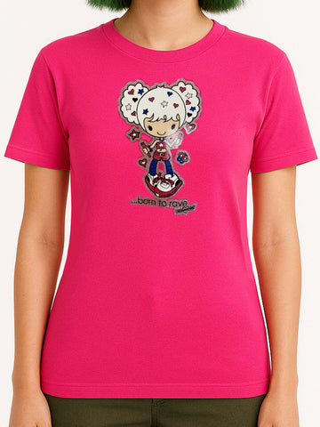 NewBreed®: Yr. 2000 Glitter Girlie BORN TO RAVE T Shirt- Regular Fit