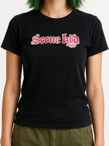 NewBreed®: Y2K Glitter Print Scene-Kid T Shirt- Extremely Limited Run