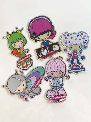NewBreed® Collectable Y2k Glitter Girliez Stickers Pack Of 5