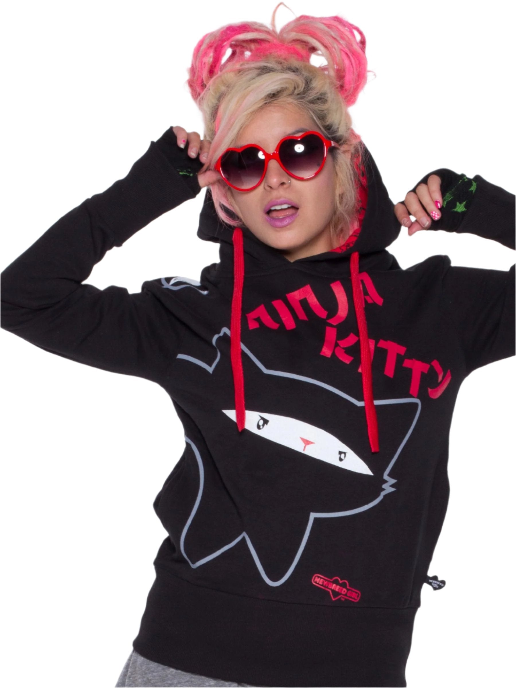 NewBreed NINJA KITTY Pull Over Hoodie: Vintage – NewBreedGirl