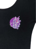 Embroidered Unicorn Scoop Crop: Premium Collection