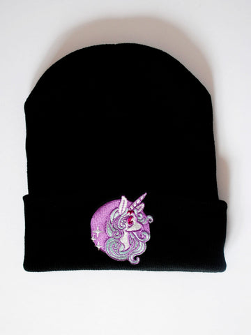 Cute Embroidered Unicorn Beanie