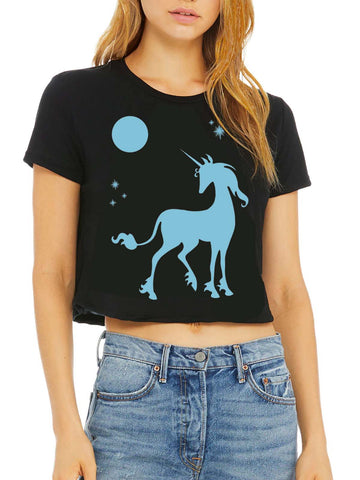 We Live Forever Unicorn Crop T Shirt